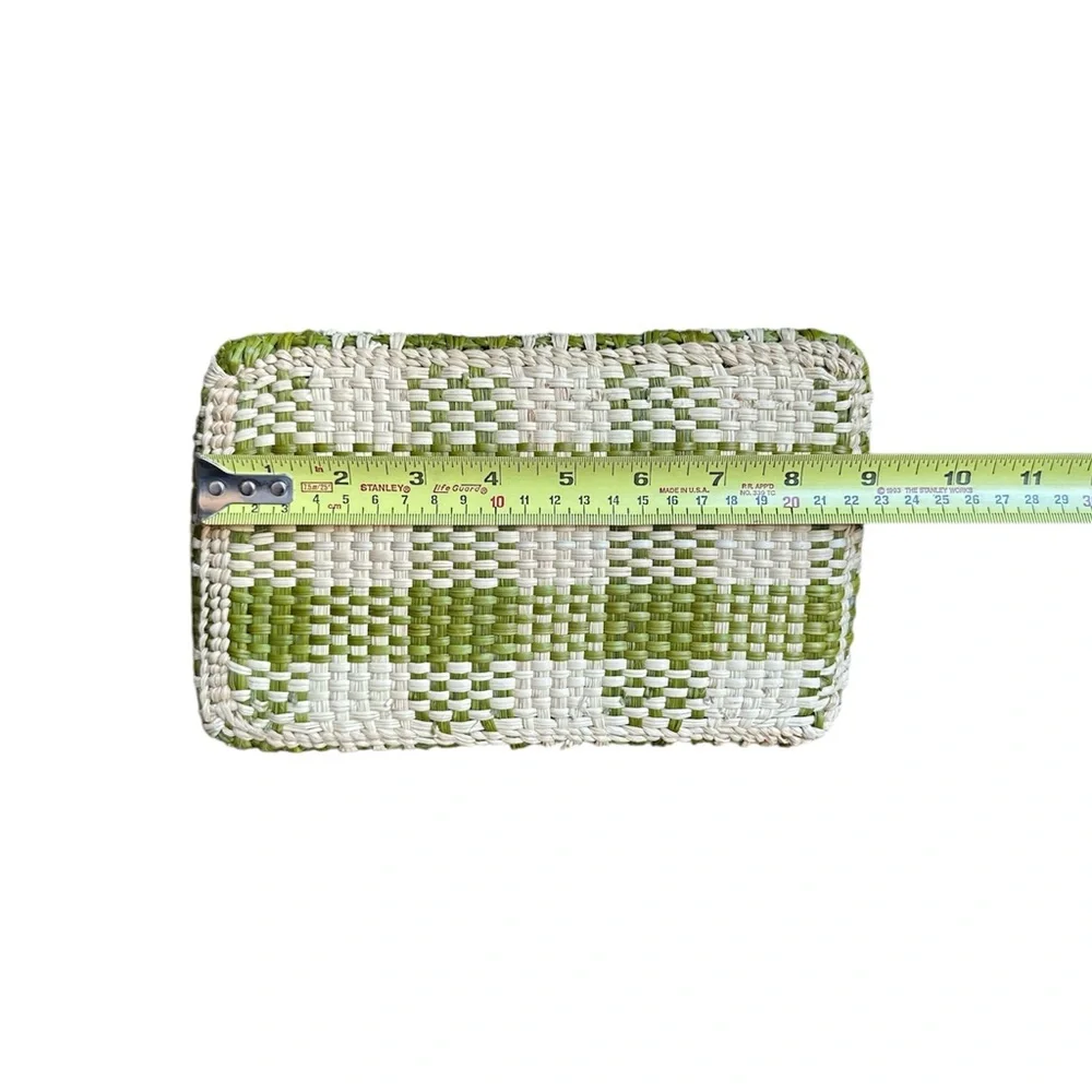 Marni Market Olive and Cream Woven Raffia Tote Bag - Picture 6 of 9